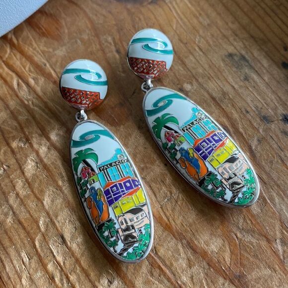 💛 Designer 925 Casa de Oro Dangle Earrings - Picture 1 of 6